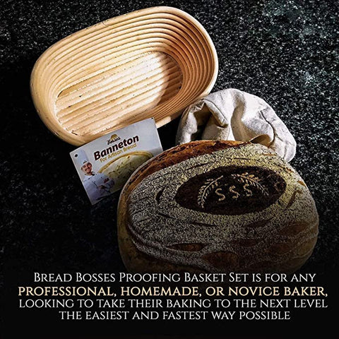 Image of 12 Inch Oval Bread Banneton Proofing Basket (Orange Scraper)