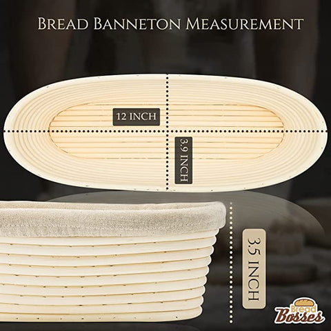 12 Inch Oval Bread Banneton Proofing Basket (Orange Scraper)