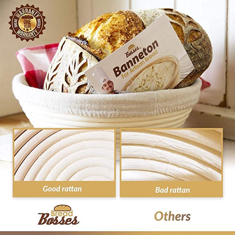 Image of 8 Inch Bread Banneton Proofing Basket (White Scraper)