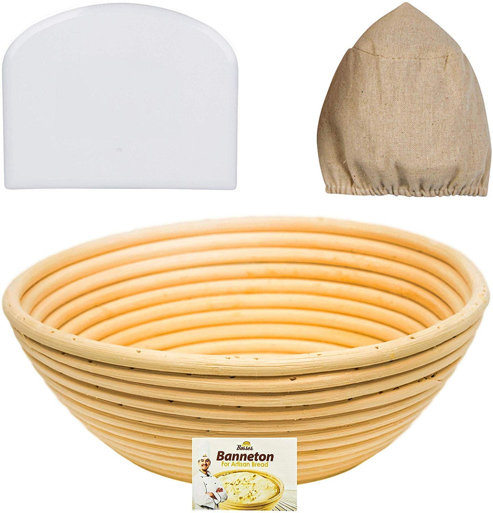 Banneton Bread Proofing Basket Set With Sourdough Bread Baking Supplies,  Bread Making Kit Include 9''Round 10'' Oval & Baguette Cane Sourdough
