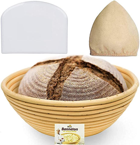 Image of 8 Inch Bread Banneton Proofing Basket (White Scraper)