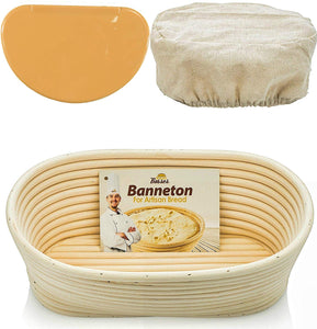 10 Inch Oval Banneton Proofing Basket (Orange Scraper)
