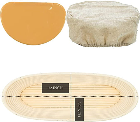 12 Inch Oval Bread Banneton Proofing Basket (Orange Scraper)